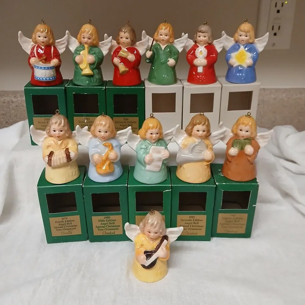Lot Of 12 Vtg Goebel Angel Bell Ornaments  1979-1989 W/Box Plus 1977 No Box